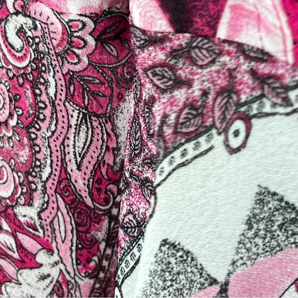 Blue Diamond XL Sheer Surplice Peplum Style Top with Bell Sleeves Pink &… - Picture 6 of 9